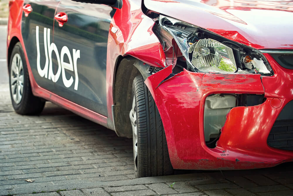 Crashed Uber Car Photo of a Crashed Uber Car