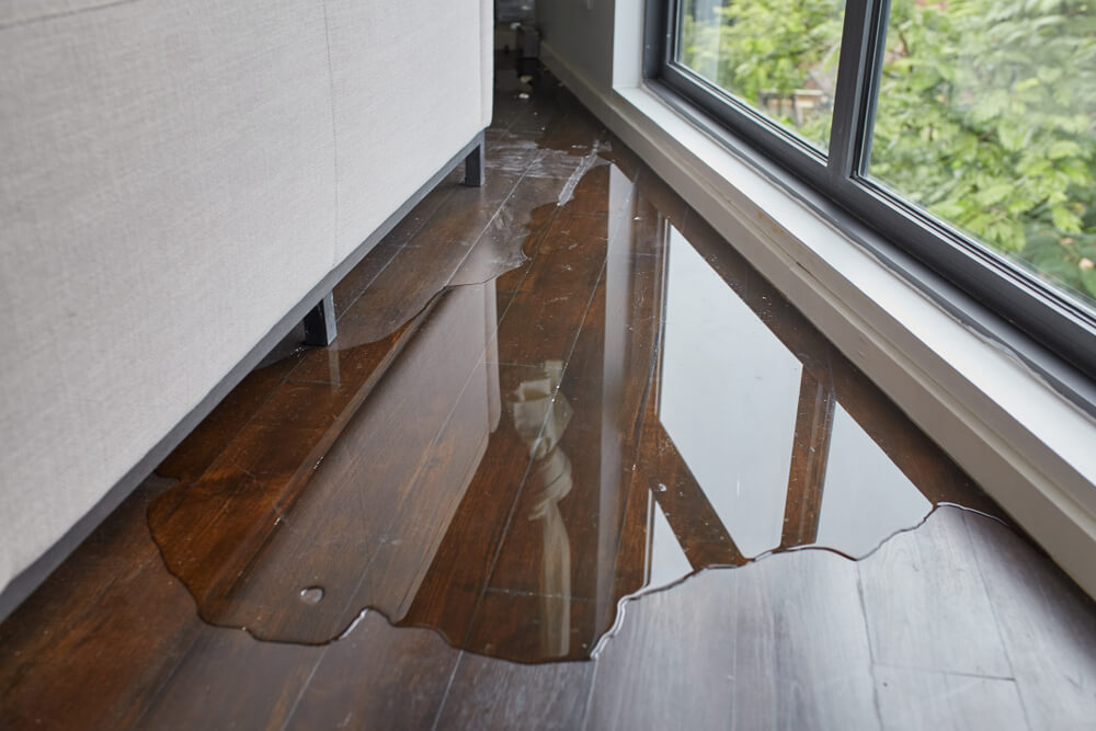 Flooring damaged by flooding of the house